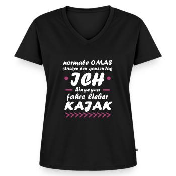 Kajak Sport Kanu Paddel Oma Geburtstags Geschenk - Frauen Premium Bio T-Shirt mit V-Ausschnitt - Schwarz - Vorne - AI Model Female 172 light (172cm)