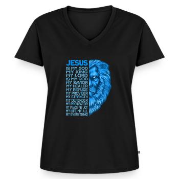 God Bijbel Jeremiah Christendom religie - Vrouwen Premium Bio T-shirt met V-hals - zwart - Voor - AI Model Female 172 light (172cm)