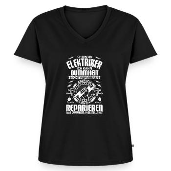Elektriker elektroinstallateur elektriker lustig - Frauen Premium Bio T-Shirt mit V-Ausschnitt - Schwarz - Vorne - AI Model Female 172 light (172cm)