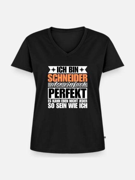 Perfekter Schneider - Frauen Premium Bio T-Shirt mit V-Ausschnitt - Schwarz