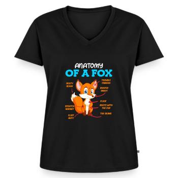 Anatomie eines Fuches Fuchs Kinder - Frauen Premium Bio T-Shirt mit V-Ausschnitt - Schwarz - Vorne - AI Model Female 172 light (172cm)