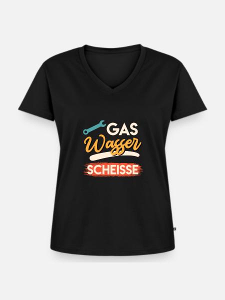 Gas Wasser Scheiße - Frauen Premium Bio T-Shirt mit V-Ausschnitt - Schwarz
