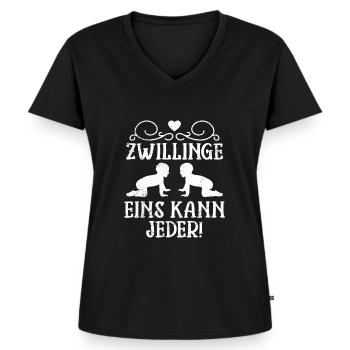 Zwillinge Geschwister Mutter von Zwillingen Mama - Frauen Premium Bio T-Shirt mit V-Ausschnitt - Schwarz - Vorne - AI Model Female 172 light (172cm)