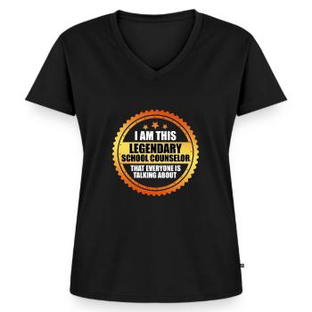 Inklusion Ich bin der legendäre Schulbegleiter - Frauen Premium Bio T-Shirt mit V-Ausschnitt - Schwarz - Vorne - AI Model Female 172 light (172cm)