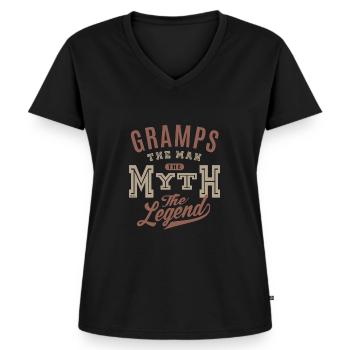Gramps The Man - Women's Premium Organic V-neck T-shirt - black - Front - AI Model Female 172 light (172cm)