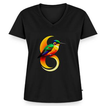 Kolibri - Frauen Premium Bio T-Shirt mit V-Ausschnitt - Schwarz - Vorne - AI Model Female 172 light (172cm)