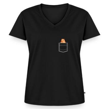 Lustiges Capybara In Der Tasche - Frauen Premium Bio T-Shirt mit V-Ausschnitt - Schwarz - Vorne - AI Model Female 172 light (172cm)