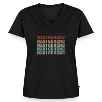 Nasi Goreng - Frauen Premium Bio T-Shirt mit V-Ausschnitt - Schwarz - Vorne - AI Model Female 172 light (172cm)