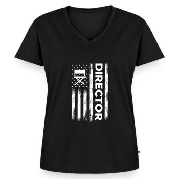 USA Flag Film Director America - T-shirt encolure en V Premium bio Femme - noir - Devant - AI Model Female 172 light (172cm)