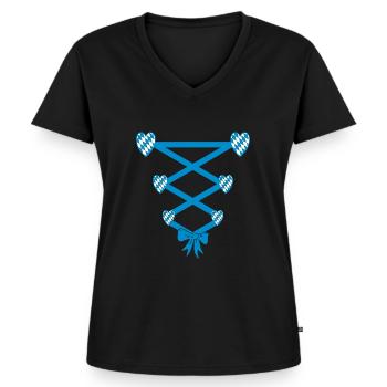 Volksfest Dirndl Ersatz - Frauen Premium Bio T-Shirt mit V-Ausschnitt - Schwarz - Vorne - AI Model Female 172 light (172cm)