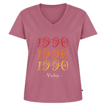 Jahrgang 1990 - Frauen Premium Bio T-Shirt mit V-Ausschnitt - Mauve - Vorne - AI Model Female 172 dark (172cm)