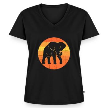 Éléphant - T-shirt encolure en V Premium bio Femme - noir - Devant - AI Model Female 172 light (172cm)