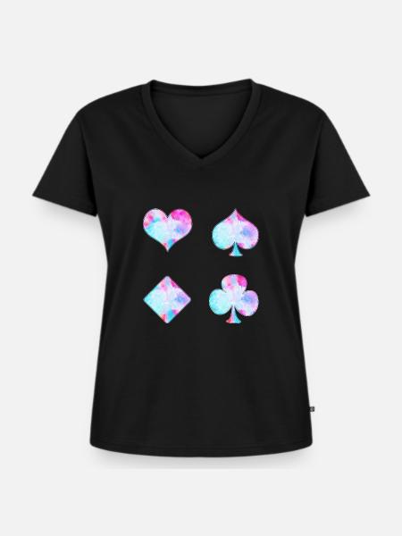 Spielkarten - Frauen Premium Bio T-Shirt mit V-Ausschnitt - Schwarz