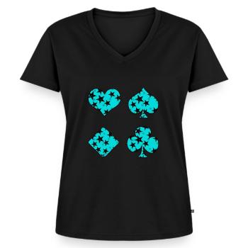 Spielkarten - Frauen Premium Bio T-Shirt mit V-Ausschnitt - Schwarz - Vorne - AI Model Female 172 light (172cm)