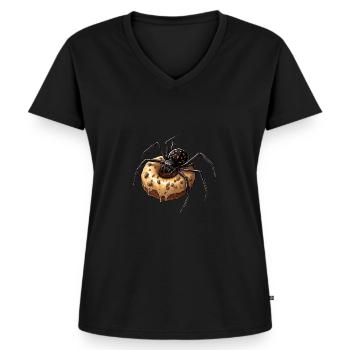 Donut araignée drôle motif créatif - T-shirt encolure en V Premium bio Femme - noir - Devant - AI Model Female 172 light (172cm)