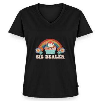 Eismann Eisverkäufer Eisdealer - Frauen Premium Bio T-Shirt mit V-Ausschnitt - Schwarz - Vorne - AI Model Female 172 light (172cm)