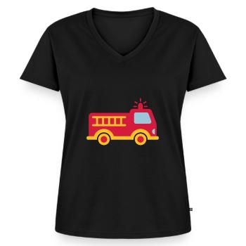 Fire truck with ladder - Women's Premium Organic V-neck T-shirt - black - Front - AI Model Female 172 light (172cm)