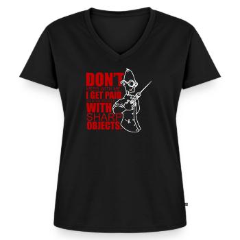 Docteur - T-shirt encolure en V Premium bio Femme - noir - Devant - AI Model Female 172 light (172cm)
