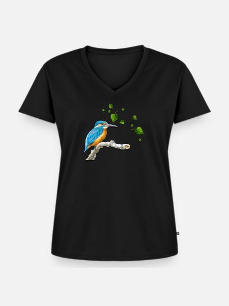 Eisvogel - Frauen Premium Bio T-Shirt mit V-Ausschnitt - Schwarz