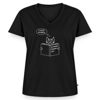 Le chat de Schrödinger - T-shirt encolure en V Premium bio Femme - noir - Devant - AI Model Female 172 light (172cm)