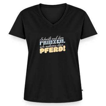 Lustige Reitersprüche Für Reiter Und Pferde Fans - Frauen Premium Bio T-Shirt mit V-Ausschnitt - Schwarz - Vorne - AI Model Female 172 light (172cm)