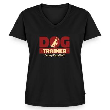 dog trainer - Women's Premium Organic V-neck T-shirt - black - Front - AI Model Female 172 light (172cm)