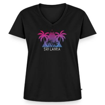 Sri Lanka - Women's Premium Organic V-neck T-shirt - black - Front - AI Model Female 172 light (172cm)