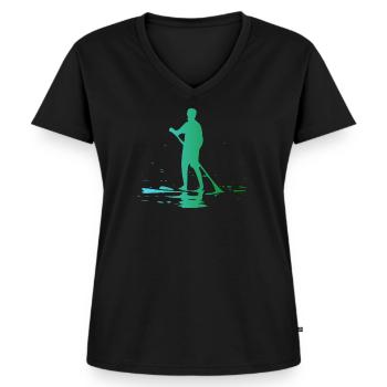 Stand up Paddle - T-shirt encolure en V Premium bio Femme - noir - Devant - AI Model Female 172 light (172cm)