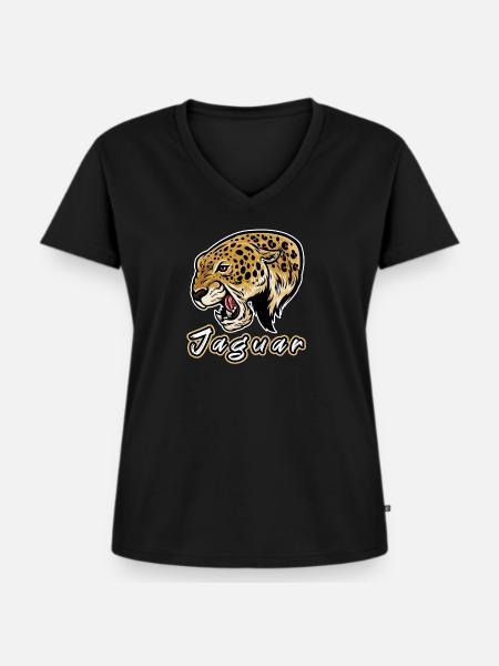 Jaguar - Frauen Premium Bio T-Shirt mit V-Ausschnitt - Schwarz
