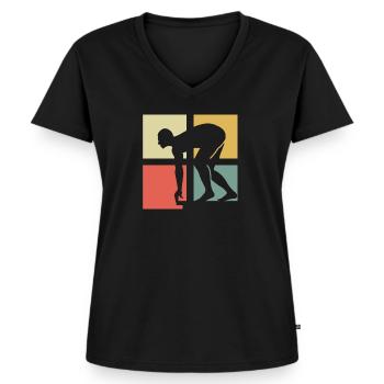 Schwimmer - Frauen Premium Bio T-Shirt mit V-Ausschnitt - Schwarz - Vorne - AI Model Female 172 light (172cm)