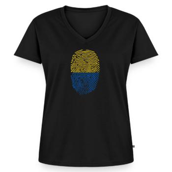 Ukraine - T-shirt encolure en V Premium bio Femme - noir - Devant - AI Model Female 172 light (172cm)