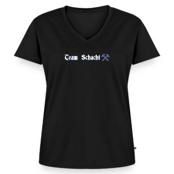 Schalke Team Ruhrgebiet Fussball Schalker Geschenk - Frauen Premium Bio T-Shirt mit V-Ausschnitt - Schwarz - Vorne - AI Model Female 172 light (172cm)
