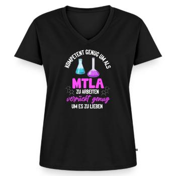 MTLA Frauen Labormedizin Labor - Frauen Premium Bio T-Shirt mit V-Ausschnitt - Schwarz - Vorne - AI Model Female 172 light (172cm)