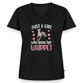 Whippet fille Whippet amant Whippet maman - T-shirt encolure en V Premium bio Femme - noir - Devant - AI Model Female 172 light (172cm)