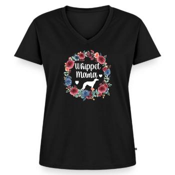 Whippet Mama Whippet Propriétaire du chien Whippet Mom - T-shirt encolure en V Premium bio Femme - noir - Devant - AI Model Female 172 light (172cm)