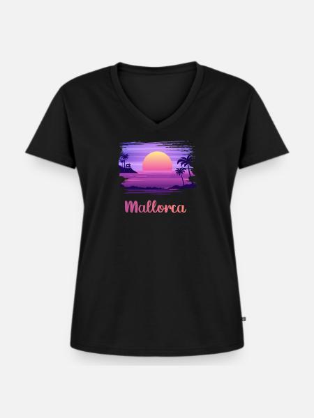 Ich liebe Mallorca - Frauen Premium Bio T-Shirt mit V-Ausschnitt - Schwarz