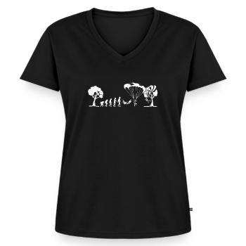 Paragliding Evolution Gleitschirm Paraglider - Frauen Premium Bio T-Shirt mit V-Ausschnitt - Schwarz - Vorne - AI Model Female 172 light (172cm)
