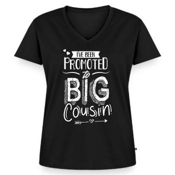 Ich Wurde Zum Großen Cousin Befördert Cousine - Frauen Premium Bio T-Shirt mit V-Ausschnitt - Schwarz - Vorne - AI Model Female 172 light (172cm)