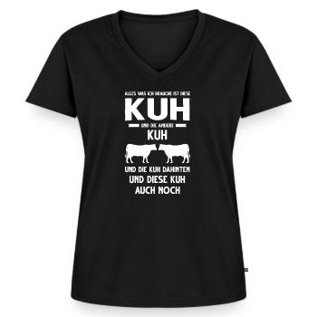 Kuh Kühe Kuhzüchter Geschenk - Frauen Premium Bio T-Shirt mit V-Ausschnitt - Schwarz - Vorne - AI Model Female 172 light (172cm)