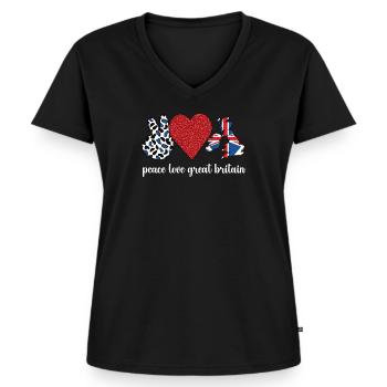 Brite Großbritannien Flagge Britische Wurzeln - Frauen Premium Bio T-Shirt mit V-Ausschnitt - Schwarz - Vorne - AI Model Female 172 light (172cm)