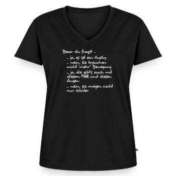 bevor du fragst ... - Frauen Premium Bio T-Shirt mit V-Ausschnitt - Schwarz - Vorne - AI Model Female 172 light (172cm)