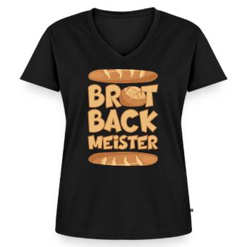 BROT BACKMEISTER BROT BACKEN - Frauen Premium Bio T-Shirt mit V-Ausschnitt - Schwarz - Vorne - AI Model Female 172 light (172cm)