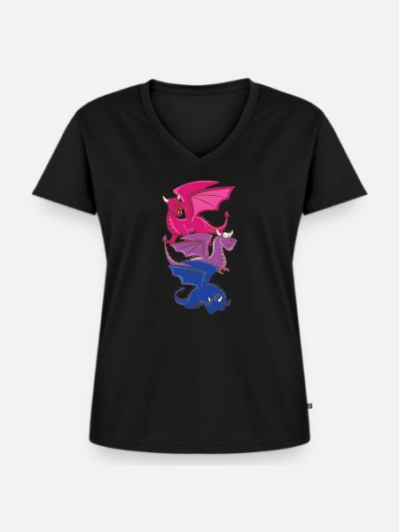 Bisexueller Drache Bisexuell - Frauen Premium Bio T-Shirt mit V-Ausschnitt - Schwarz