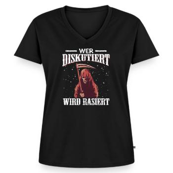 Sensenmann Halloween - Frauen Premium Bio T-Shirt mit V-Ausschnitt - Schwarz - Vorne - AI Model Female 172 light (172cm)