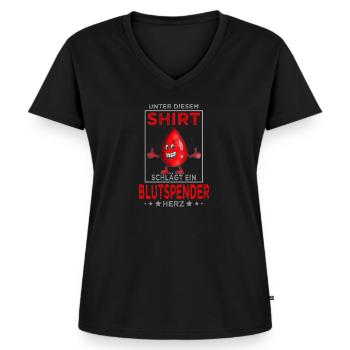 Blutspende Blutspender herz - Frauen Premium Bio T-Shirt mit V-Ausschnitt - Schwarz - Vorne - AI Model Female 172 light (172cm)