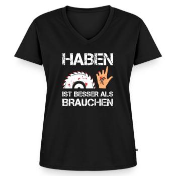 Schreiner Tischler Sprüche Tischlermeister - Frauen Premium Bio T-Shirt mit V-Ausschnitt - Schwarz - Vorne - AI Model Female 172 light (172cm)