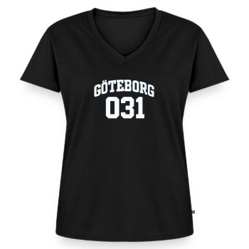 Göteborg 031 Sportshirt - Frauen Premium Bio T-Shirt mit V-Ausschnitt - Schwarz - Vorne - AI Model Female 172 light (172cm)