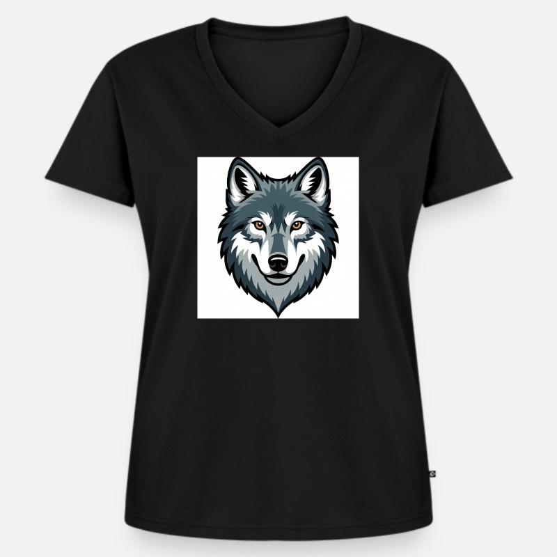 Wolf Head – stylized illustration - Women's Premium Organic V-neck T-shirt - black