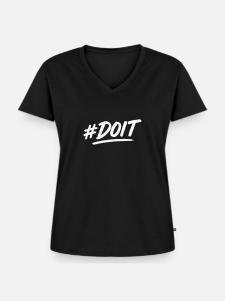 #DOIT Kreidestil - Frauen Premium Bio T-Shirt mit V-Ausschnitt - Schwarz
