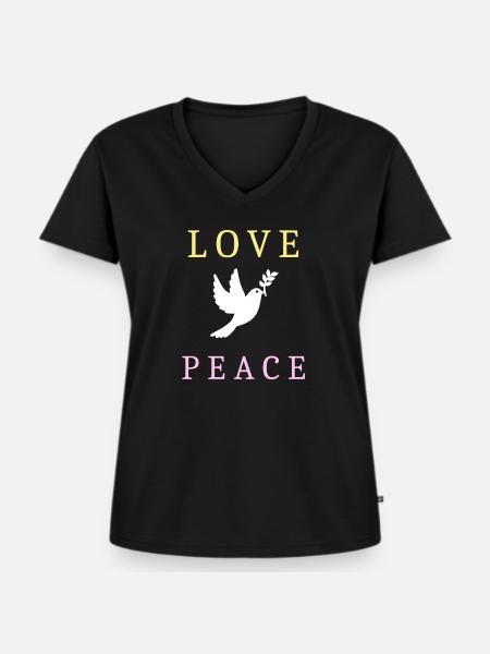 Love peace dove - Frauen Premium Bio T-Shirt mit V-Ausschnitt - Schwarz